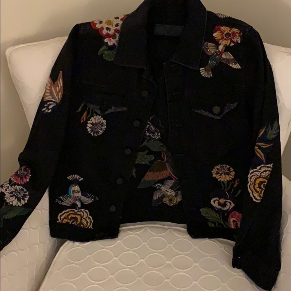 BlankNYC black denim jacket with beading work